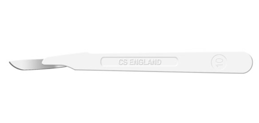 [0510] Scalpel, Cincinnati Surgical, Size 10, White Handle, Disposable, Sterile, 10/bx