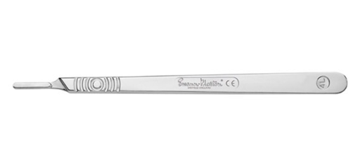 [074L] Surgical Handle, Stainless Steel, Fits Blades 18-27, Size 4, Long