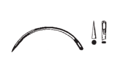 [08837] Suture Needle, Size 1, Mayos Intestinal, 3/8 Circle Taper Point, 12/pk