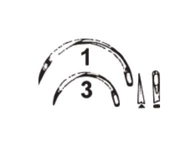 [08844] Suture Needle, Size 1, Lanes Cleft Palate, ½ Circle Cutting Edge, 12/pk