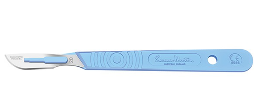 [SM0506] Scalpel, Swann Morton, Size 20, Blue Handle, Disposable, Sterile, 10/bx