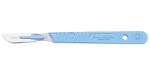 [SM0507] Scalpel, Swann Morton, Size 21, Blue Handle, Disposable, Sterile, 10/bx