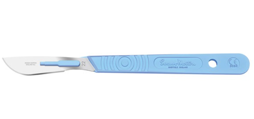 [SM0508] Scalpel, Swann Morton, Size 22, Blue Handle, Disposable, Sterile, 10/bx