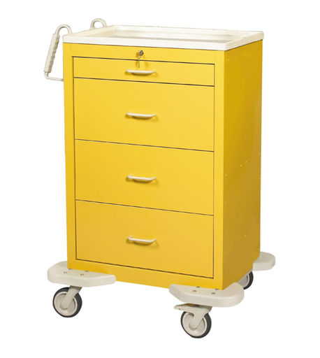 [C-430-K-1Y] Lakeside C-430-K-1Y Medication Isolation Cart, Yellow, 1 Key Lock, 4 Drawers 
