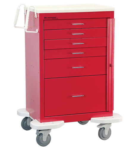 [C-630-B-1R] Lakeside C-630-B-1R Classic Emergency Cart, 6-Drawer, Red