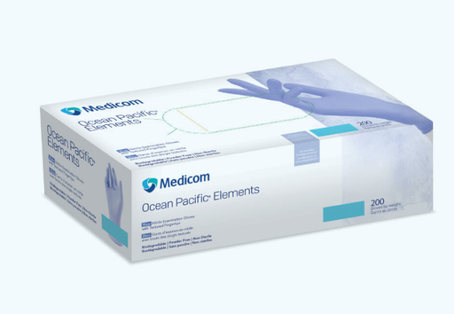 [OPM-BIO] OP Elements Nitrile Exam Gloves, Biodegradable. PF, Textured, Blue, Med, 200/bx, 10 bx/cs