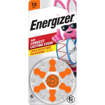 [13CR-6ENRUS] Battery, Energizer, Hearing Aid, Size 13, Orange Tab, 6/pk, 60pk/cs