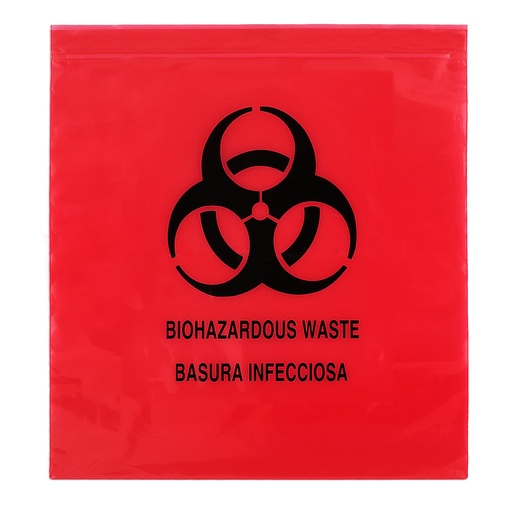 [4930] Bag, Biohazard, 12 x 12, 2ml Zip Closure, Red/Opaque, 1000/cs