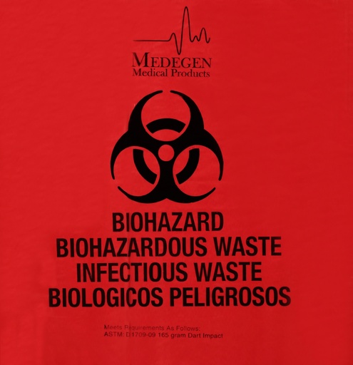 [D2209] Infectious Waste Bag with Biohazard Symbol, 40" x 46", Red, 1.2 mil, 40-45 gal, 250/cs