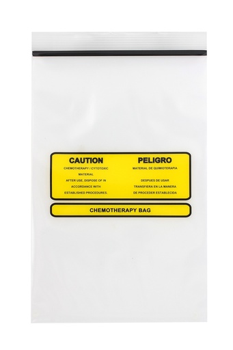 [MGCHEMO69] Chemotherapy Transport Bag, LLDPE Film, Flat Pack, Zip Closure, 6 x 9, Clear/Yellow & Black, 100/pk, 10 pk/cs