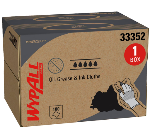 [33352] WypAll Oil, Grease & Ink Cloths, Blue, 180 sheets, 1 bx/cs