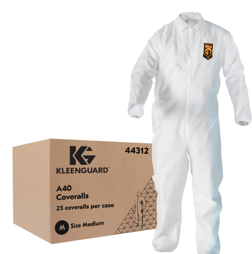 [44312] KleenGuard A40 Coveralls, White, Med, 25/cs