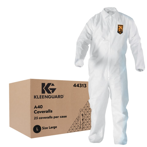 [44313] KleenGuard A40 Coveralls, White, Lg, 25/cs