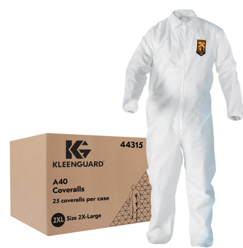[44315] KleenGuard A40 Coveralls, White, XXLg, 25/cs