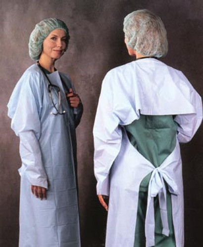 [2350] Embossed Polyethylene Gown, Thumbhook Stirrups, Individually Wrapped, Meets AAMI Level 4, Blue, 15/bx, 5 bx/cs
