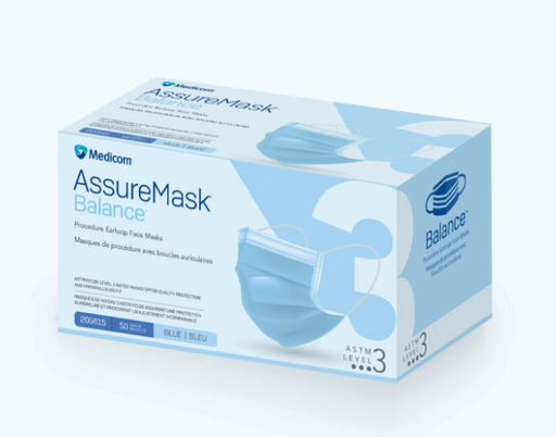 [205615] Procedure Earloop Face Mask, Blue, L3, 50/bx, 10bx/cs