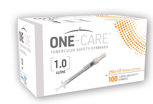 [2108] TB Safety Syringes, 1mL, 27G x ½’’, Gray, 100/bx