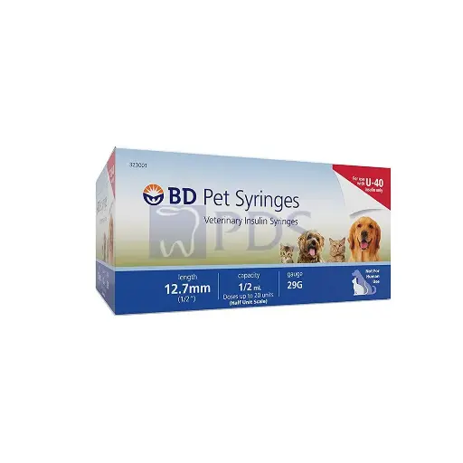 [323001] Vet Insulin Syringe, U-40, 0.5 ml, 29G x 12.7mm, 100/bx, 5 bx/cs