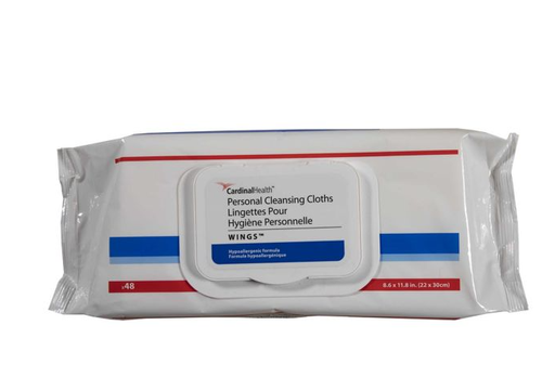 [5299S] WINGS Personal Cleansing Cloths, 8.6" x 11.8", Softpack, 64count, 12pk/cs