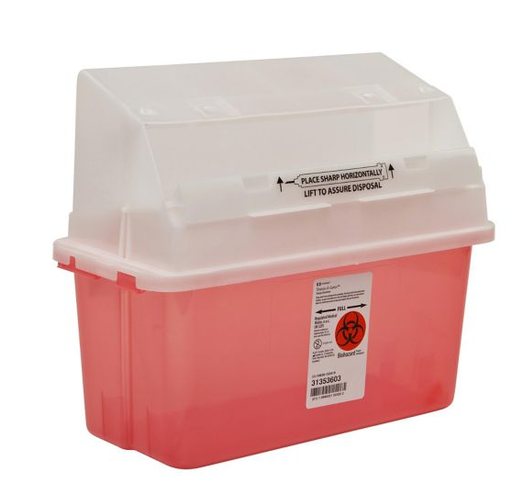 [31323333] Sharps Container, 2 Gal, Translucent Red, 17½"H x 6"D x 17"W, 12/cs