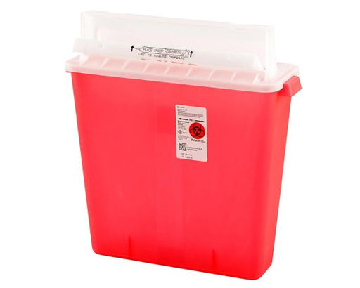 [8507MW] Sharps Container, 5Qt, Red, Counter-Balanced Lid, 11"H x 4¾"D x 10¾"W, 20/cs