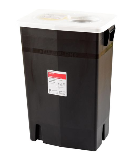 [8618U] Universal Pharmaceutical Waste Container, Slide Lid, Black, 18Gal, 5/cs