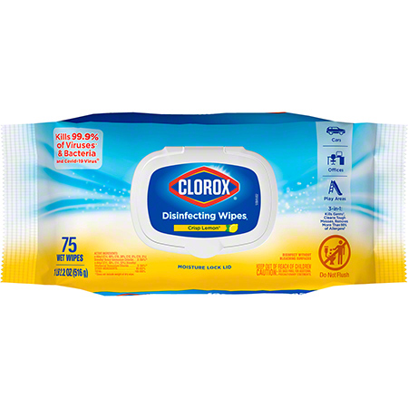 [31404] Clorox® Disinfecting Wipes, Flex Pack, Crisp Lemon, 75ct, 6/cs