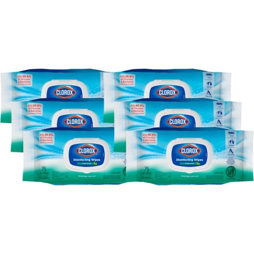 [31430] Clorox® Disinfecting Wipes, Flex Pack, Fresh Scent, 75ct, 6/cs
