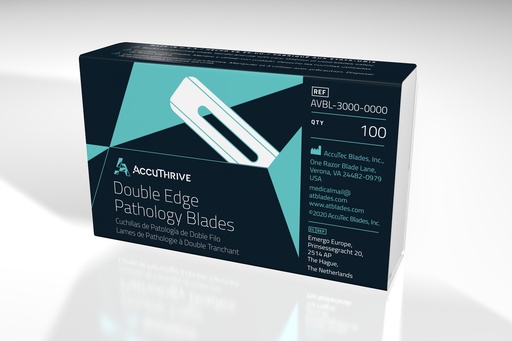 [AVBL-3000-0000] AccuThrive Double Edge Pathology Blade, Carbon Steel, 100bl/ct, 10ct/cs