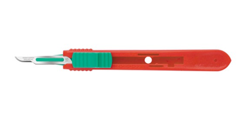 [05SM15] Safety Scalpels, Swann Morton, Size 15, Red Handle, Disposable, Sterile, 25/bx