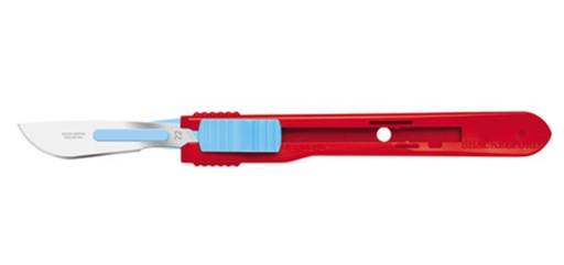 [05SM22] Safety Scalpels, Swann Morton, Size 22, Red Handle, Disposable, Sterile, 25/bx