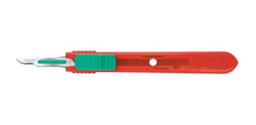 [06SM15] Safety Scalpels, Swann Morton, Size 15, Red Handle, Disposable, Non-Sterile, 500/bx