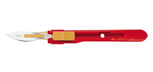 [06SM24] Safety Scalpels, Swann Morton, Size 24, Red Handle, Disposable, Non-Sterile, 500/bx