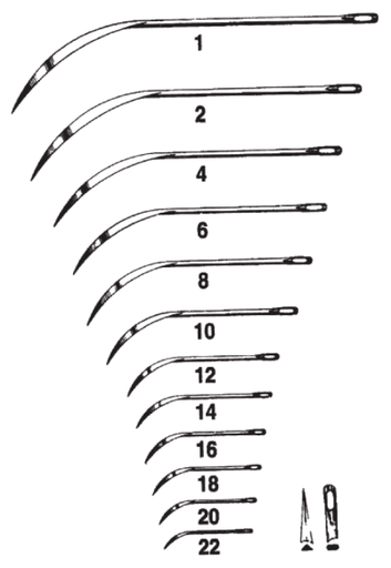 [08821-12] Suture Needle, Size 12, Regular Surgeons, Half Curved Cutting Edge, Non-Sterile, 12/pk