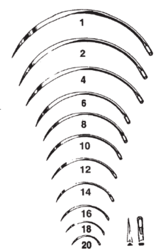 [08822-6] Suture Needle, Size 6, Regular Surgeons, 3/8 Circle Cutting Edge, Non-Sterile, 12/pk
