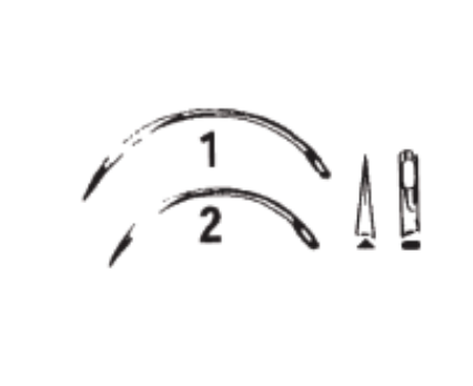 [08830-2] Suture Needle, Size 2, Eye, 3/8 Circle Cutting Edge, Non-Sterile, 12/pk