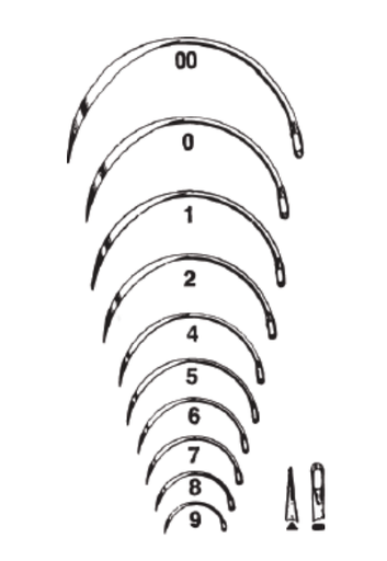 [08834-7] Suture Needle, Size 7, Regular Surgeons, ½ Circle Cutting Edge, Non-Sterile, 12/pk