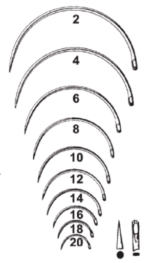 [08842-8] Suture Needle, Size 8, Fergusons, ½ Circle Taper Point, Non-Sterile, 12/pk