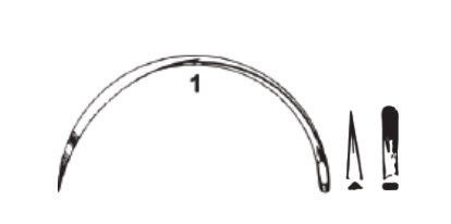 [08860-1] Suture Needle, Size 1, Martins Uterine, ½ Circle Cutting Edge, Non-Sterile, 12/pk