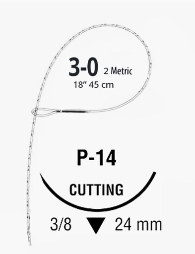 [VLOCL0124] V-Loc 180 Suture, 3/8 Circle, Size 3-0, 18", Absorbale, Undyed, P-14, 12/cs