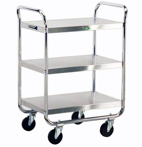 [473] Lakeside 473 Tubular Utility Cart, Chrome Plated Frame, 3 Shelf