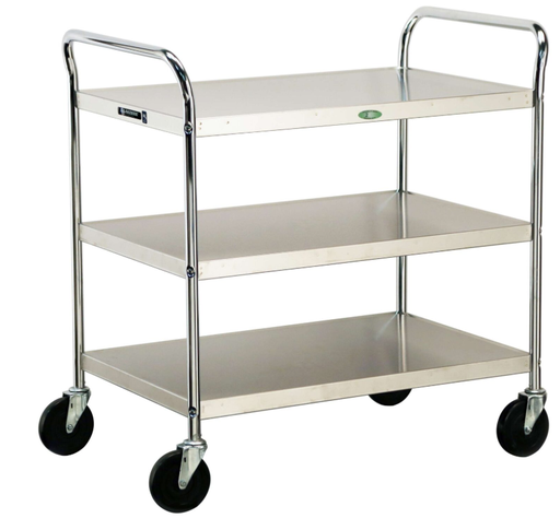 [499] Lakeside 499 Tubular Utility Cart, Chrome Plated Frame, 3 Shelf
