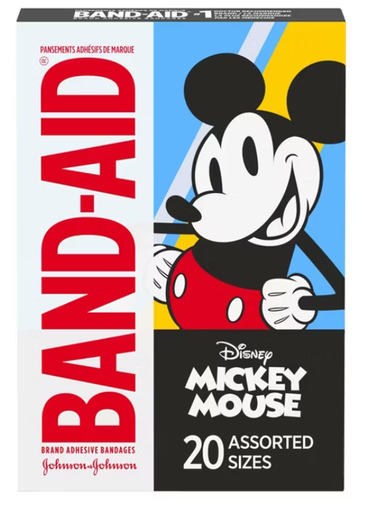 [202274] Band-Aid Bandage, Mickey Mouse, Assorted, 20ct, 6/bx, 4 bx/cs