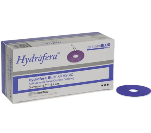 [HBRF2650] BSN Medical/Jobst Hydrofera Blue Transfer Antibacterial Foam Dressings Classic Ostomy, Foam, 2.5" diameter, 10/bx