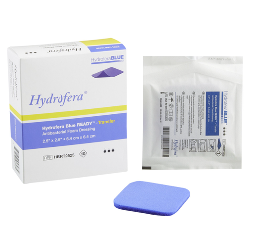 [HBRT2525] BSN Medical/Jobst Hydrofera Blue Transfer Antibacterial Foam Dressings, Ready Transfer, 2.5" x 2.5", 10/bx
