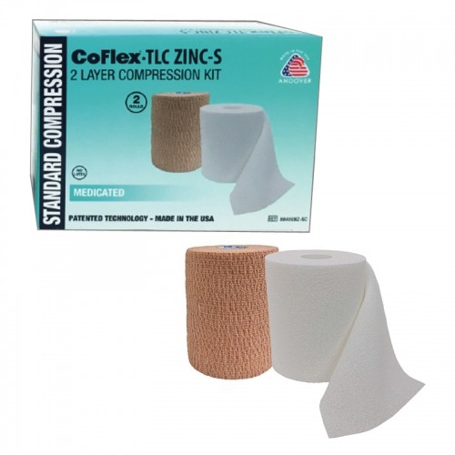 [8830UBZ-SC] Unna Boot, Standard, 4"x6yds Absorbent Foam Dressing Impregnated w/Calamine, 4"x7 yds Cohesive Bandage, Tan, LF, 2 rls/bx, 8 bx/cs