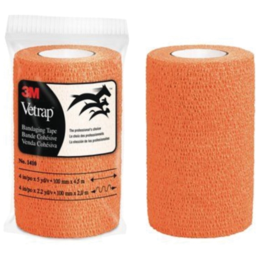 [1410BO] 3M Vetrap Bandaging Tape, Bright Orange, 4.5m Roll, 1 rl/pk, 18 rl/cs