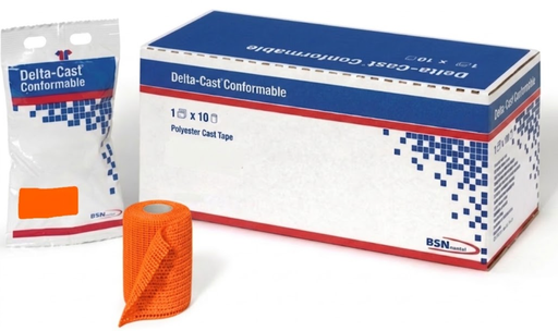[6643] BSN Medical/Jobst Delta-Cast Conformable Cast Tape, 3" x 4 yds, Orange, 10rl/bx