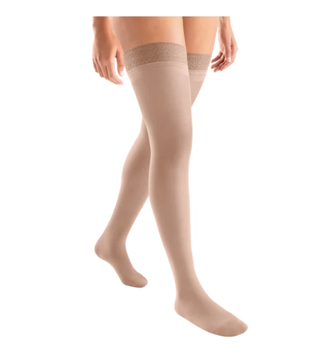 [6055941] BSN Medical/Jobst Activa Sheer Stockings, 8-15mmHg, Thigh High w/Lace Band, Silky Beige, Med