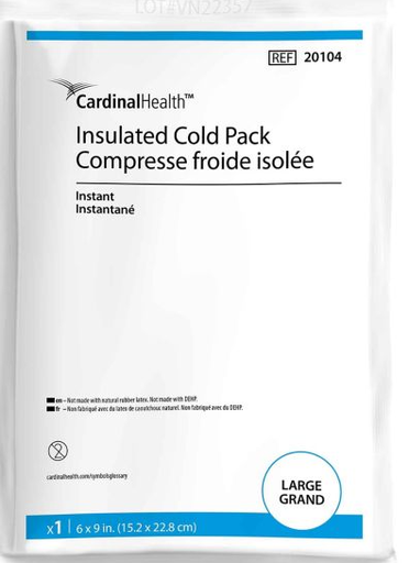 [20104] Instant Cold Pack, Insulated, Large, 6" x 9", Disposable, 24/cs